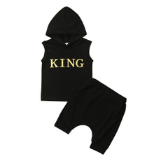 King, #Summer Clothes, hooded, 2pcsoutfitsset