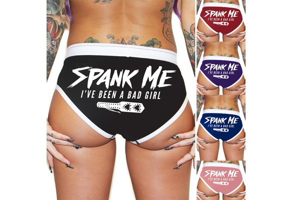 Spank Me I've Been A Bad Letter Print Panties Sexy Women Lingerie Summer Brief Beachwear | Wish