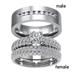 Couple Rings, Heart, Stainless Steel, wedding ring