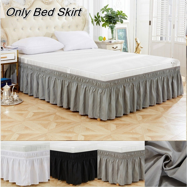 Elastic Bed Ruffle Skirt Dustproof Gathered Twin Full Queen King Size Decor Wish Elastic Bed Ruffle Skirt Dustproof, Bedskirts For King Size Beds