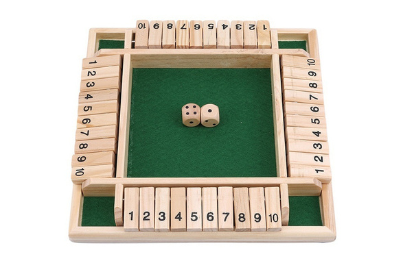 Kitchnexus 4-Player Shut The Box Wooden Table Game Classic Dice Board Toy