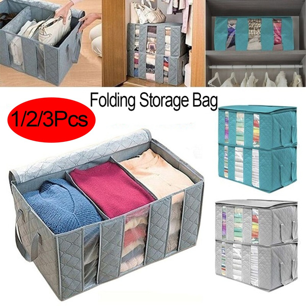 Clothes Storage Bag 3pcs, Foldable Storage Bins for Clothes