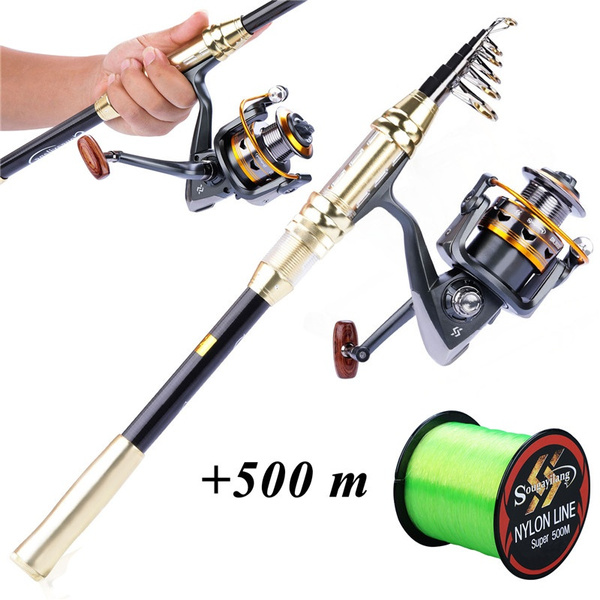 Fishing Rod and Spinning Reel with Line Set 1.8m-2.7m Portable Carbon Fiber  Fishing Pole and 11bb Left/right Interchangeable Fishing Reel
