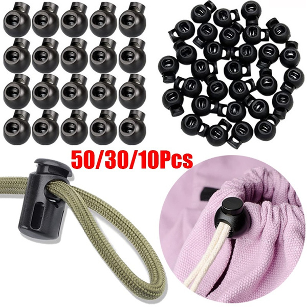 uxcell Plastic Ball Shaped Spring Loaded Cord Lock Stopper Toggle End 15 PCS Black 