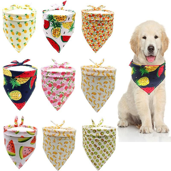 Fruit Print Pet Dog Bandana Small Dog Cat Scarf Adjustable Cotton Dog