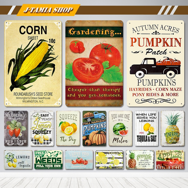 Farm Vegetable And Fruit Vintage Tin Signs Metal Posters Wall Signs For Kitchen Farm Motel Bar Wall Decor Wish
