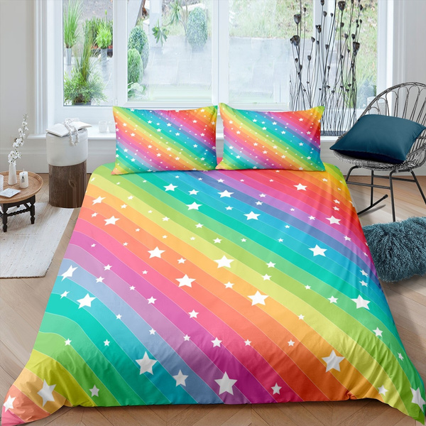 Printing Colorful Comforter Cover, Rainbow Bedding King