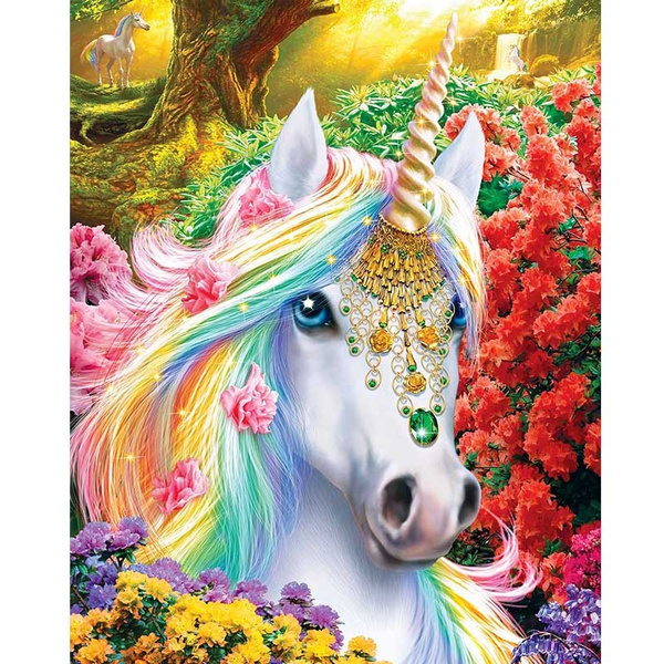 DIY 5D Cute Unicorn Diamond Painting Full Drill with Number Kits Home and  Kitchen Fashion Crystal Rhinestone Cross Stitch Embroidery Paintings Canvas
