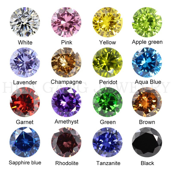 Fashion 16 Colors Stones Cubic Zirconia Stone Round Shape Brilliant Cut ...