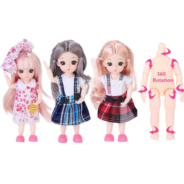 16cm Dolls Toys Movable Jointed 3D Big Eyes Long Hair Makeup Doll Fashion  Birthday Gift Dolls For Girls | Wish