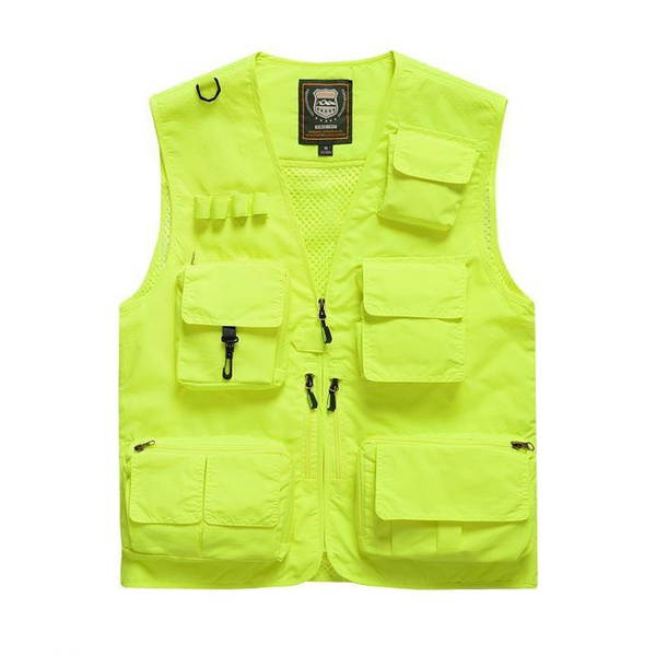 Sweatwater Mens Sleeveless Journalist Climbing Multi Pockets Jacket Outdoor Vest 