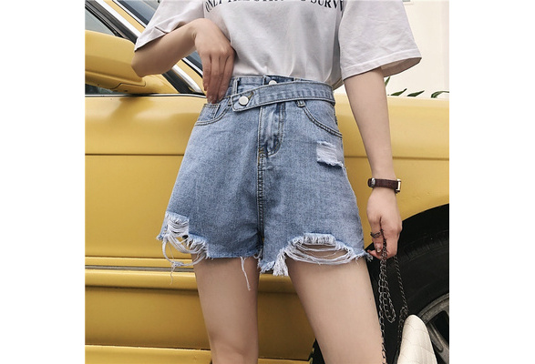 High waisted denim shorts women's new 