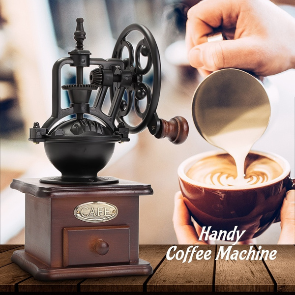 Coffee Bean Grinder Coffee Maker Mill Manual Hand Crank Wooden