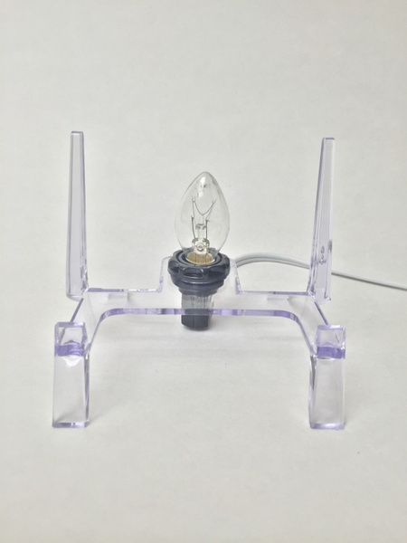 Clear Acrylic Display Stand W/Cord And Bulb Plastic Easel Agate Slice Specimen. 