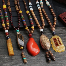 Wood, longbeadnecklace, woodbeadnecklace, Joyería de pavo reales