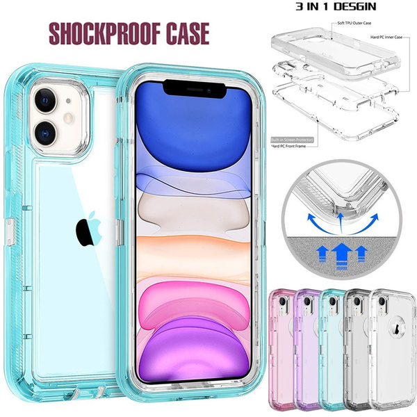 Military Grade Drop Hybrid Clear Transparent Case Heavy Duty Shockproof High Impact Protective Rubber Case Cover For Iphone Se 11 Pro Max Xs Xr 8 8 Plus 7 7 Plus 6s Samsung Galaxy