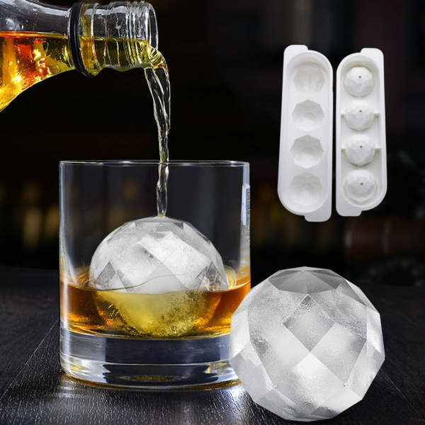 Diamond ice mold, whisky ice tray, ice making tray, diamond silicone ice  mold with cover, reusable, .