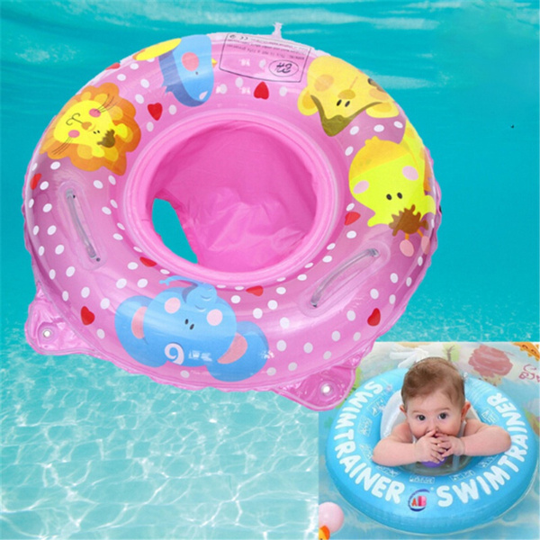 Kids Inflatable Flamingo Pool Ring - Multi-Colored Rubber Swim Float For Children