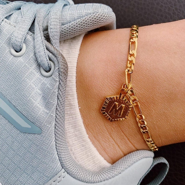 initial letter anklet gold