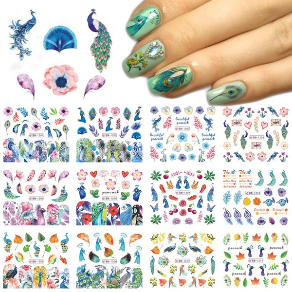 Linear Patterns, Paisley, Peacock Nail Art Transfer Foil Set (10 Designs  Per Box)