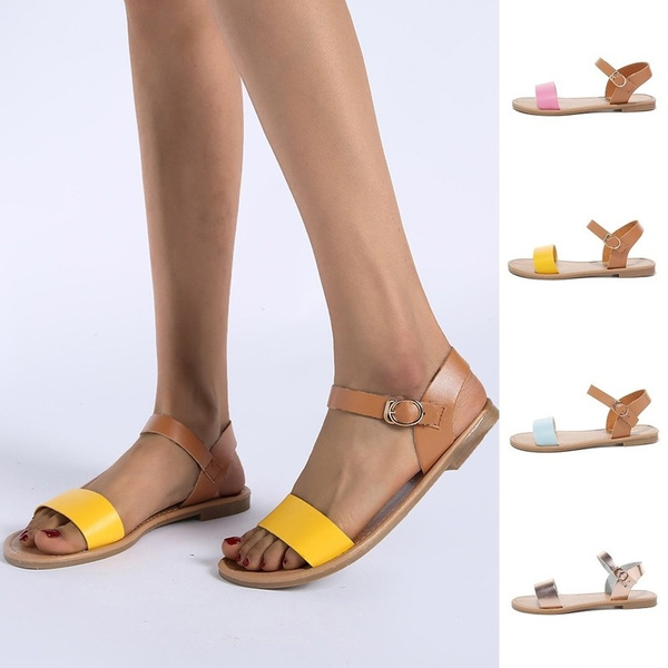 Sandalias De SAGACE, Sandalias De Sintética De Color Liso, Sandalias Planas A La Moda Para Mujer, Zapatos De Mujer, Sandalias 2019 41018 | Wish
