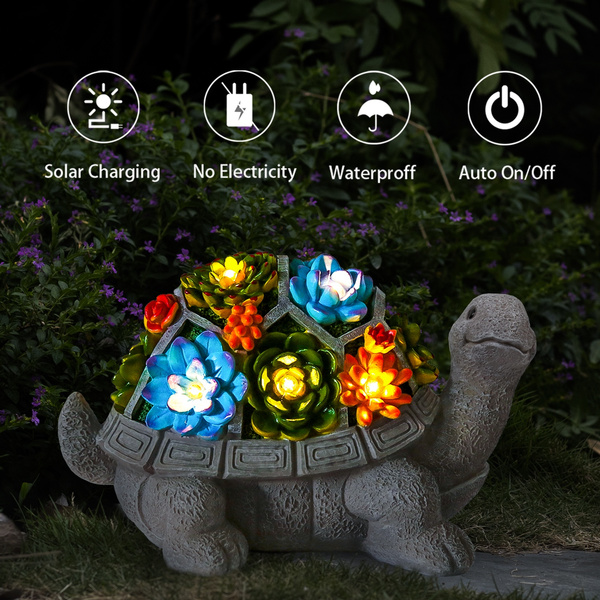 Garden Statues Turtle Outdoor Ornament Figurines with Solar Powered Lights  Decorations for Patio Yard Lawn Gardening Gifts | Wish