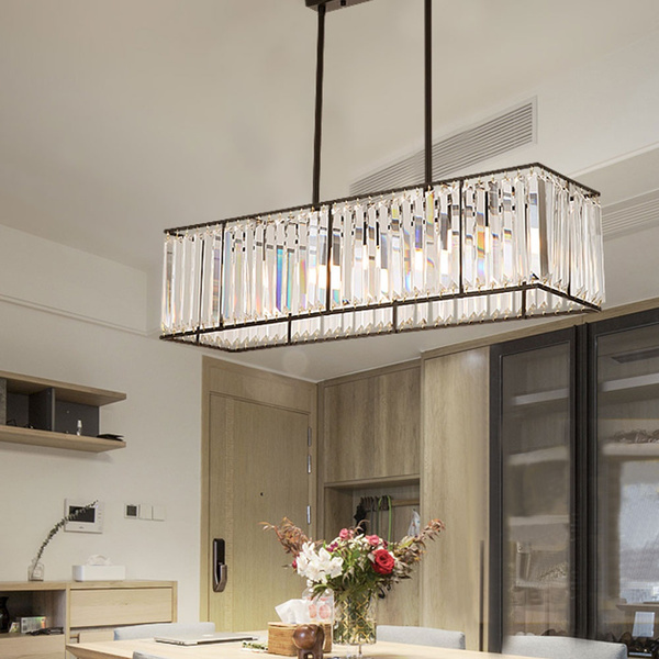 Rectangle Modern Crystal Chandeliers Lighting Pendant Ceiling Lights Lamp 4 For Dining Room Kitchen Wish Rectangle Modern Crystal Chandeliers, Rectangle Crystal Chandeliers