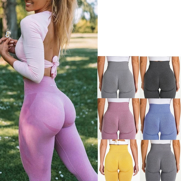 Women Booty Enhancer Workout Pants High Waist Seamless Leggings Running  Tights Gym Activewear for Fitness Skinny Leggings