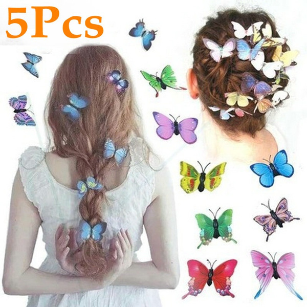 5 PCS Butterfly Hair Clips Hair Wear Jewelry Accessory Wedding Bride Beach Colored Butterfly Hairpins for Girl | Wish 5 PCS Butterfly Hair Clips Hair Wear Jewelry Accessory Wedding Bride Beach Colored Butterfly Hairpins for Girl | Wish