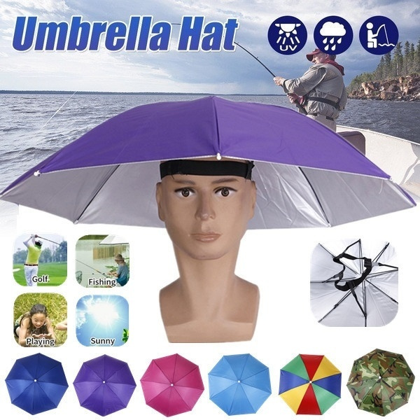 1pc 69cm Umbrella Hat Cap Folding Umbrella Fishing Headwear Handsfree Umbrella 