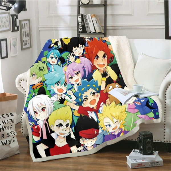 Beyblade Burst Rise Spinner Tops Anime Characters Collage Silk Touch Plush  Throw Blanket