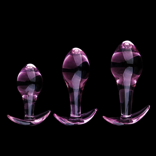 Pink Glass Butt Plug with Flared T-bar Base, Glass Sex Toys for Anal-beginners 