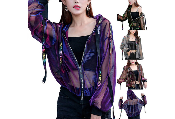 Seevy Hologram Iridescent Transparent Mesh Sun Protection Jacket | Wish