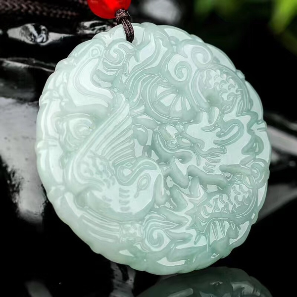 Natural Jade Dragon and Phoenix Jade Pendant Dragon and Phoenix Jade ...