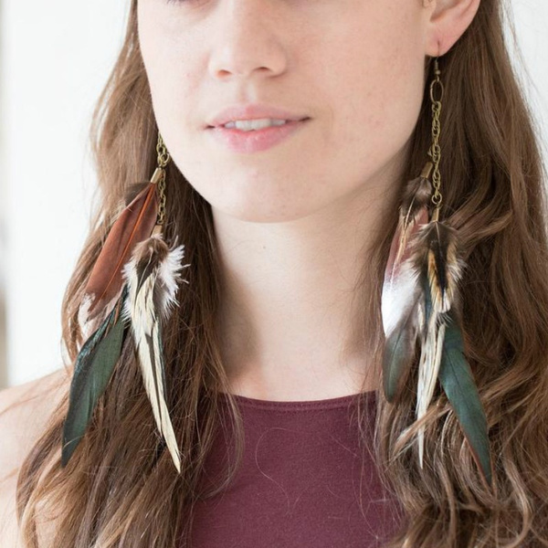 dangle feather earrings