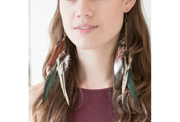 Feather discount long earrings