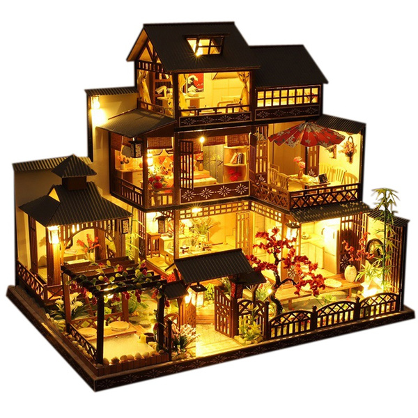DIY Dollhouse Miniature Kit Building Model Wooden Dollhouse Furniture Jigsaw Puzzle Gift House Toy 
