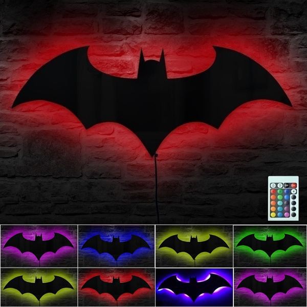 New Cool 7 Colors Changing LED Wall Lights Batman Home Decor