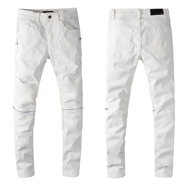 white biker denim