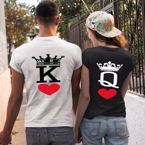 Couples Shirts Funny King Queen Printed 
