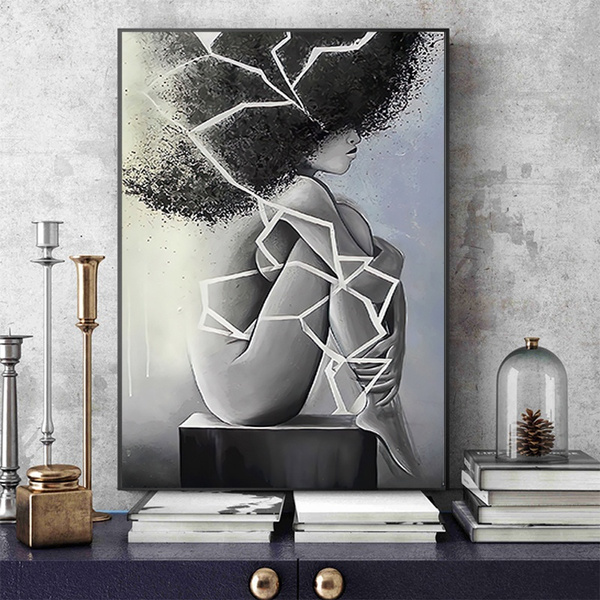Abstract Women Painting Black And White Art Decor Large Poster & Canvas Picture Abstract Women Painting Black And White Art Decor Large Poster & Canvas Picture
