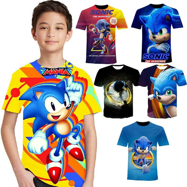 Kids Boys Girls Sonic The Hedgehog 3D Printed Blouse Short Sleeve T-shirts Tops 