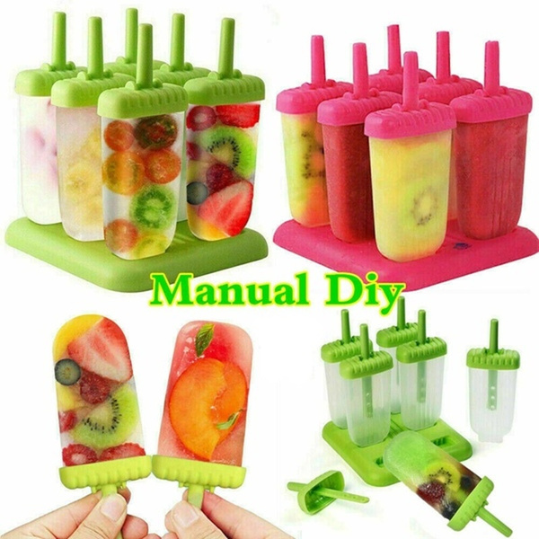 ADVEN 4 Cell Frozen Ice Block Molds Ice Cream Trays for DIY Jelly