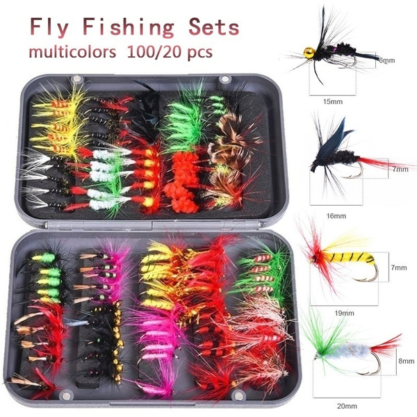 20/100 Pcs/Set Insects Fly Fishing Bait Flies Fly Fishing Lures Bait High  Carbon Steel Hook Fish Tackle With Super Sharpened Crank Hook Perfect Decoy