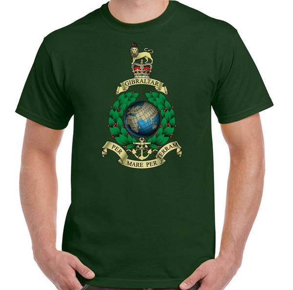 Mens Royal Marines Cap Badge T-Shirt Commando Navy British Forces Elite Top