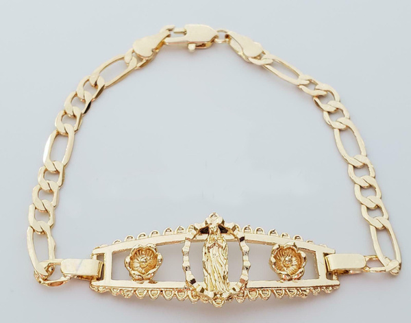 Virgen de Guadalupe Esclava Pulsera Oro Laminado / Religious Bracelet  GoldPlated