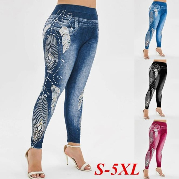 New Women Fashion High Waisted Printed 
