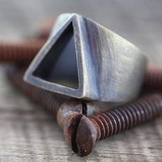 Gold Ring, Steel, Triangles, Jewelry