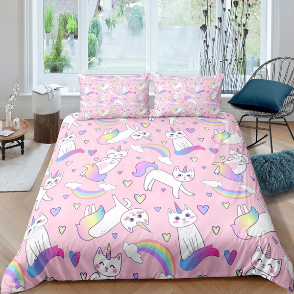 Elephant Cat Unicorn Duvet Cover Set with Pillow Cases Polycotton Bedding Sets 