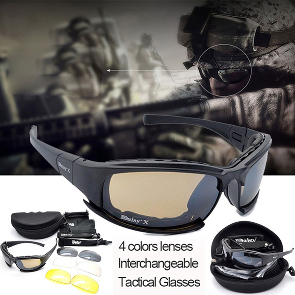 Military Goggles UV400 Tactical Army Sunglasses 4 Lens Men Shooting Eyewear 
